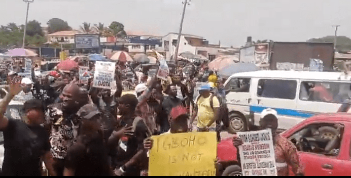 Sunday Igboho Isn’t A Criminal — Protest Hits Ibadan Over DSS Raid